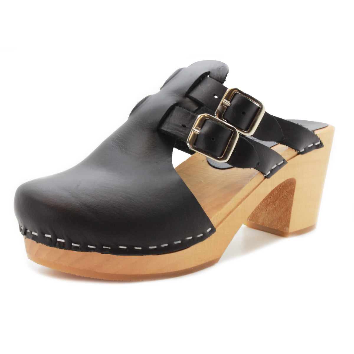 KLÄGN KLÄGN Brigetta Mid-heel Fashion Leather Wooden Clogs