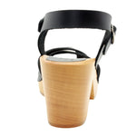 KLÄGN KLÄGN Duve Mid-heel Leather Peep Toe Wooden Clog Sandals