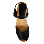 KLÄGN KLÄGN Duve Mid-heel Leather Peep Toe Wooden Clog Sandals