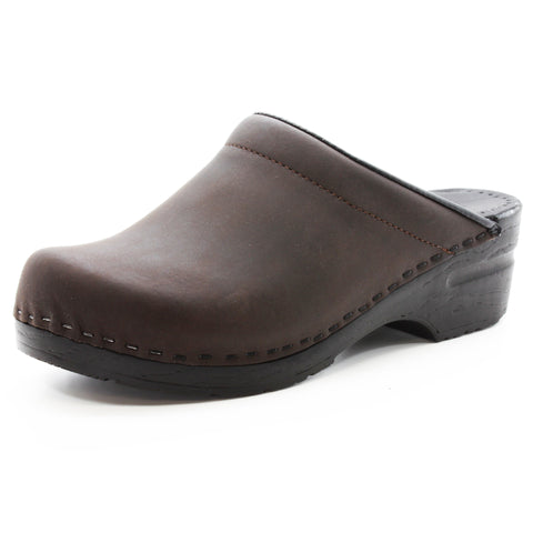 BJORK BJORK SARA OPEN BACK Oiled Leather Clogs