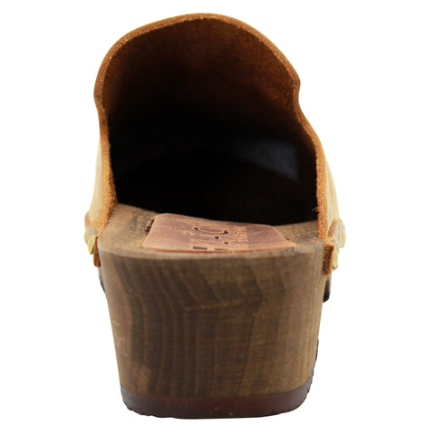 KLÄGN KLÄGN Elin Wood Open Back Full Grain Oiled Leather Clogs