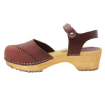 BJORK Gerda Leather Closed-Toe Wooden Clog Sandals