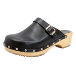BJORK BJORK Anna Wood Open Back Full Grain Natural Leather Clogs