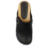 BJORK BJORK Anna Wood Open Back Full Grain Natural Leather Clogs