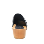 BJORK BJORK Maja Wood Open Back Black Croco Print Leather Clogs