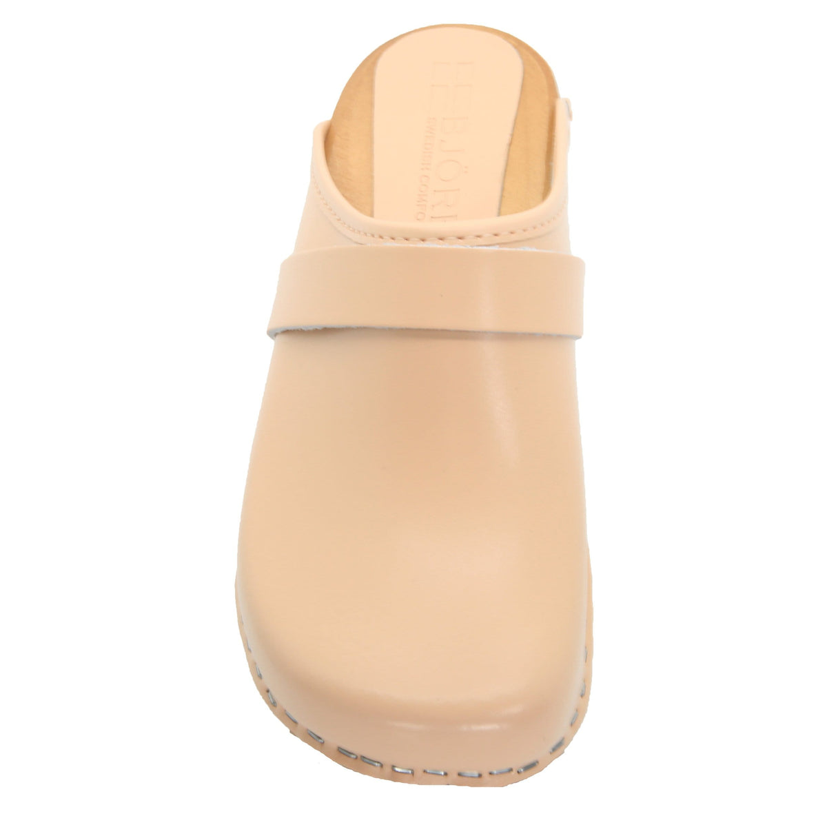BJORK BJORK Maja Wood Open Back Clogs in Nude Leather