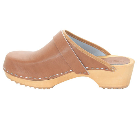 BJORK BJORK Maja White Wood Open Back Leather Clogs