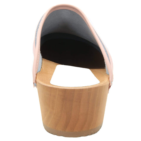 BJORK BJORK Maja White Wood Open Back Leather Clogs