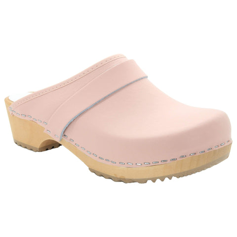 BJORK 600000-65-36 BJORK Maja White Wood Open Back Leather Clogs Pink / EU-36