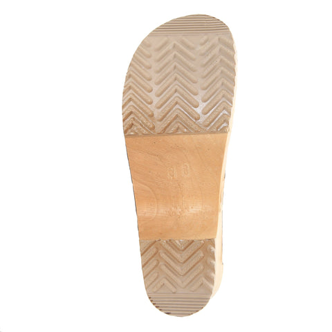 BJORK BJORK Maja Wood Open Back Brown Oiled Leather Clogs