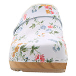 BJORK BJORK Linnea Wood Open Back Flower Print Leather Clogs