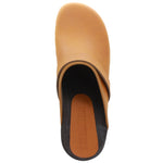 BJORK BJORK Maja Wood Open Back Leather Clogs in Cognac