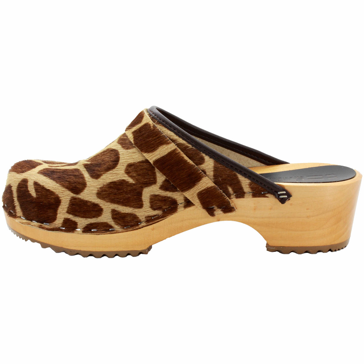 BJORK BJORK Safari Wood Open Back Giraffe Clogs