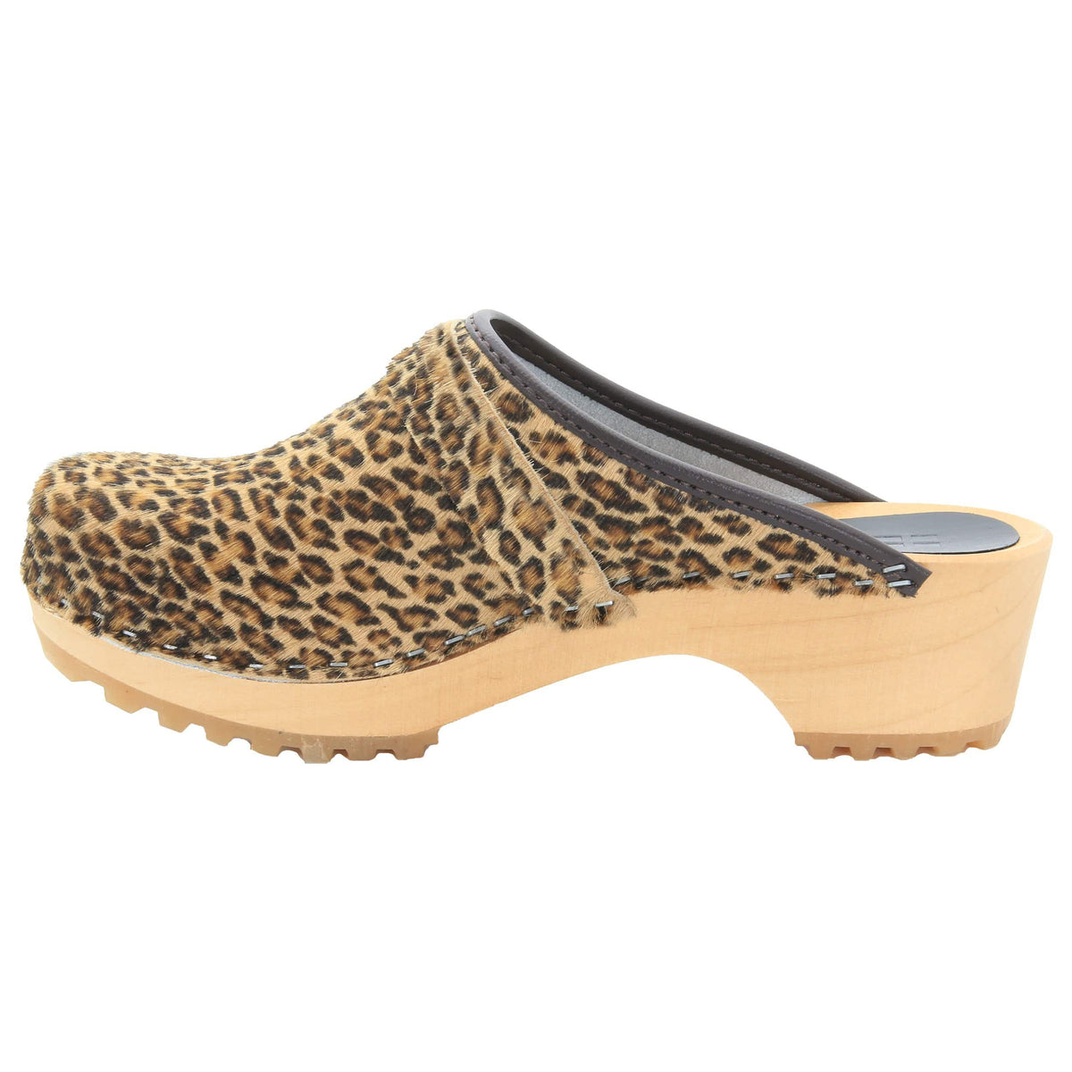 BJORK BJORK Safari Wood Open Back Leopard Clogs