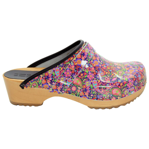 BJORK BJORK Peace Wood Open Back Leather Clogs