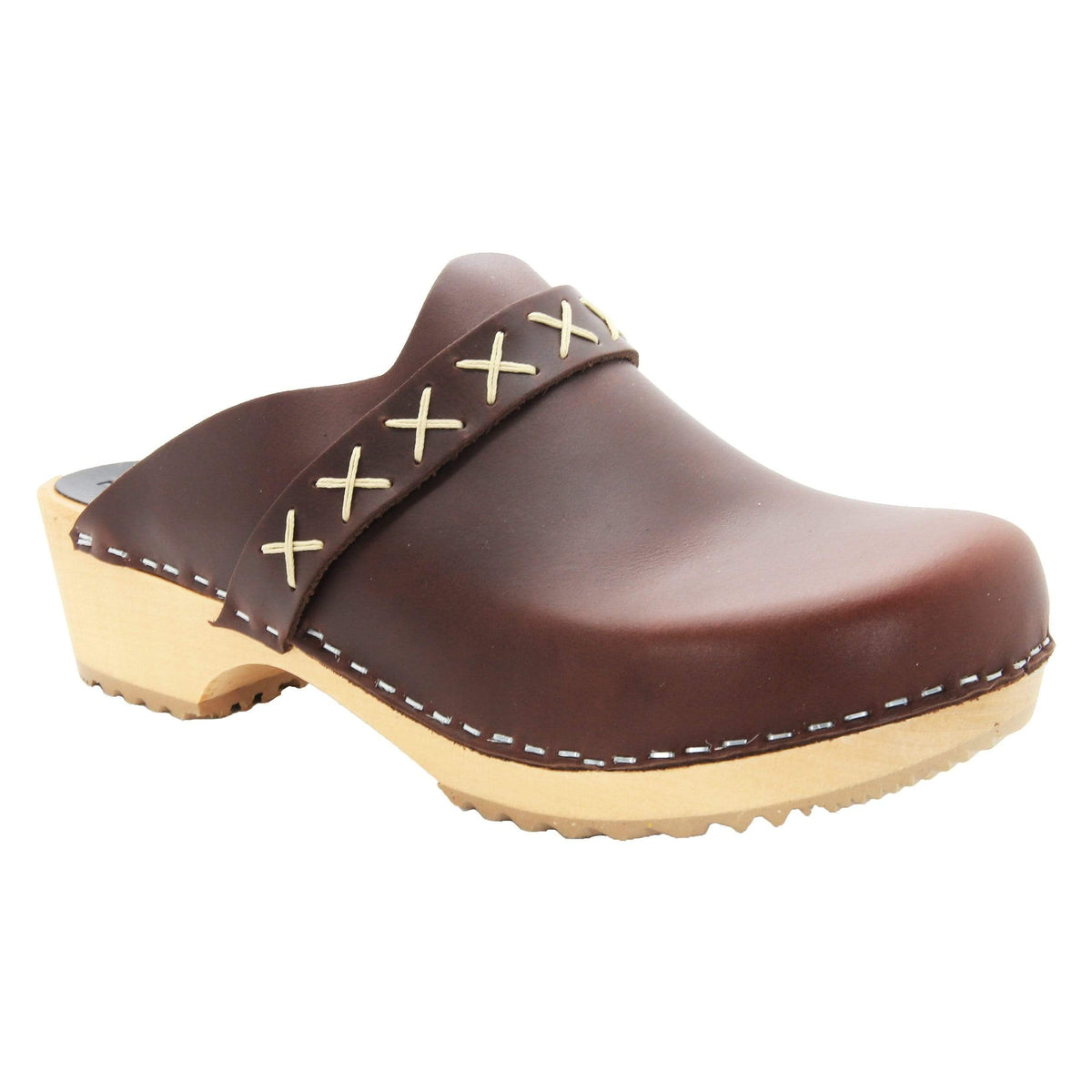 BJORK 610603-3-36 BJORK Pixie Wood Open Back Full Grain Leather Clogs Brown / EU-36