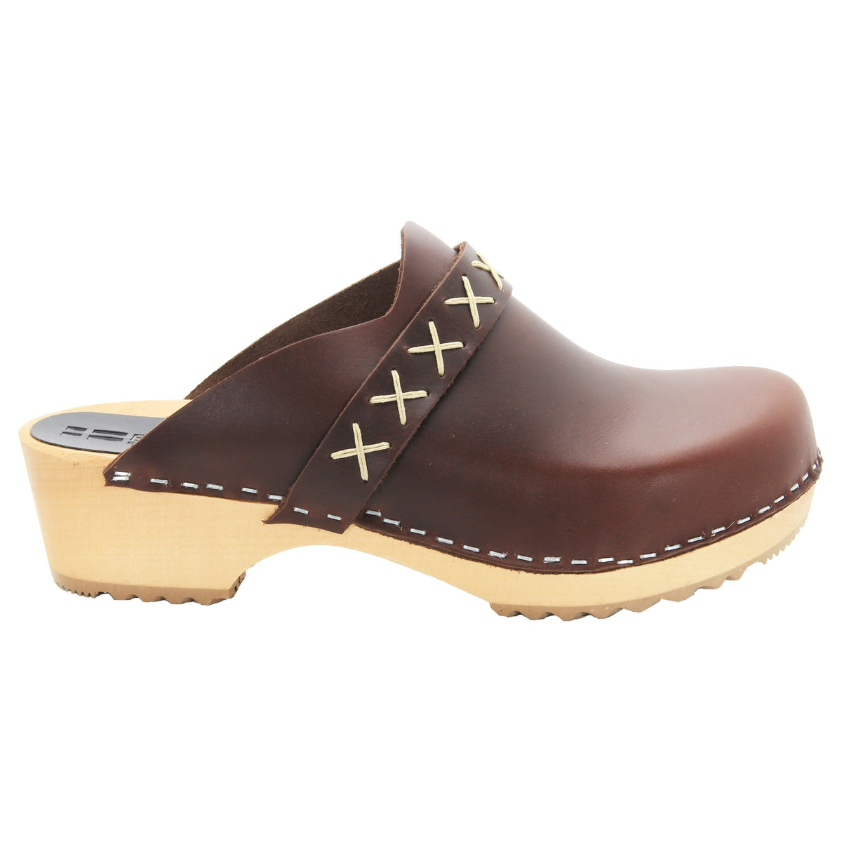 BJORK BJORK Pixie Wood Open Back Full Grain Leather Clogs