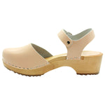 BJORK BJORK ALMA Swedish Wood Clog Leather Sandals in Nude