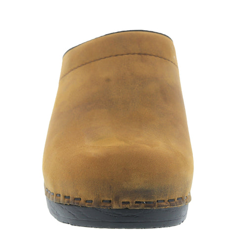 BJORK BJORK SARA OPEN BACK Oiled Leather Clogs