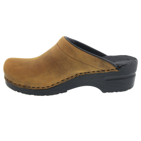 BJORK BJORK SARA OPEN BACK Oiled Leather Clogs