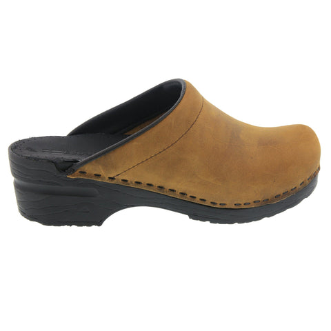 BJORK BJORK SARA OPEN BACK Oiled Leather Clogs