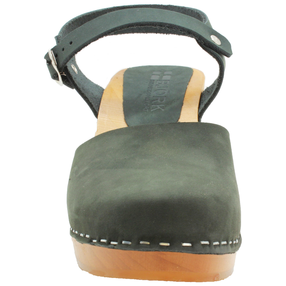 BJORK BJORK MARGARETA Swedish Wood Clog Sandals in Oiled Leather