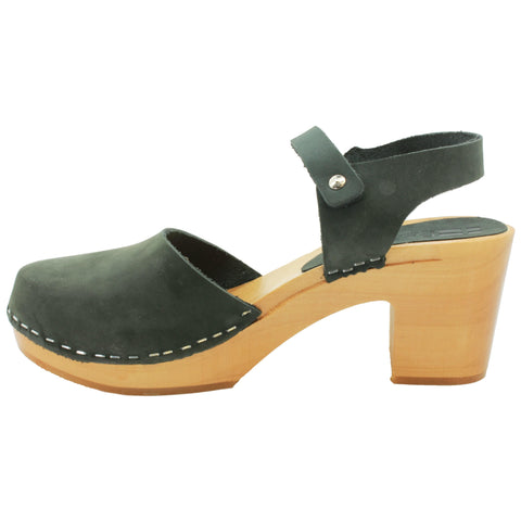 BJORK BJORK MARGARETA Swedish Wood Clog Sandals in Oiled Leather