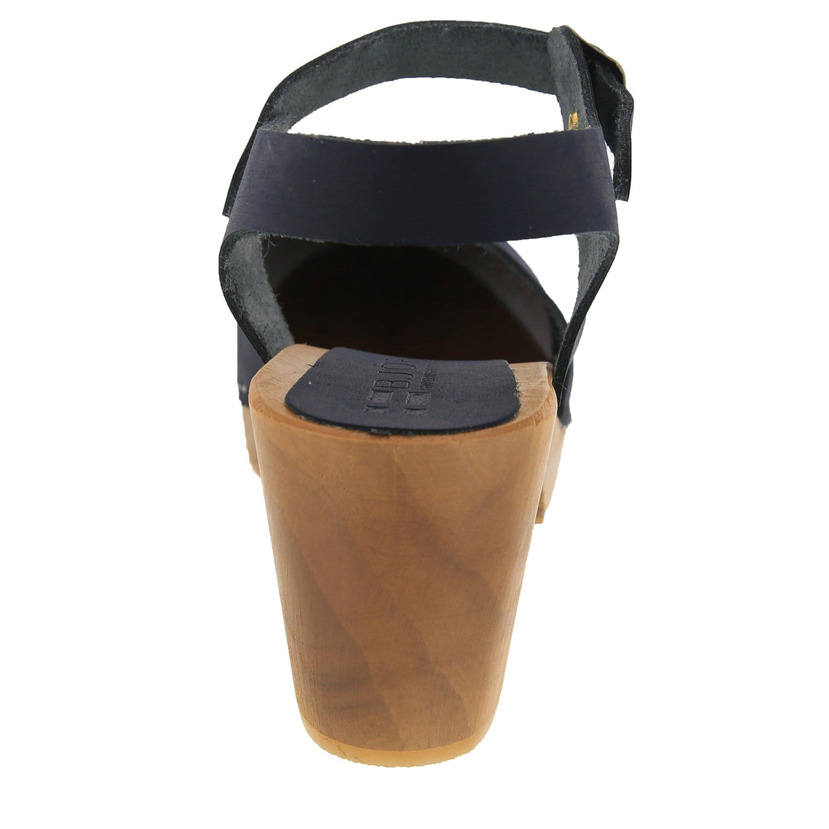 BJORK BJORK MARGARETA Swedish Wood Clog Sandals in Navy Oiled Leather