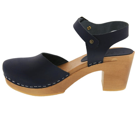 BJORK BJORK MARGARETA Swedish Wood Clog Sandals in Oiled Leather