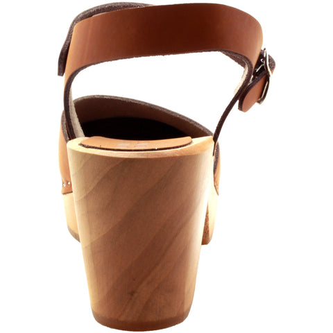 BJORK BJORK MARGARETA Swedish Wood Clog Sandals in Oiled Leather