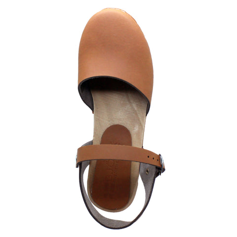 BJORK BJORK MARGARETA Swedish Wood Clog Sandals in Oiled Leather