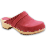 BJORK 600012-47-36 BJORK Maja Wood Open Back in Berry Nubuck Leather - CLOSEOUT Berry / EU-36
