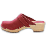 BJORK BJORK Maja Wood Open Back in Berry Nubuck Leather - CLOSEOUT