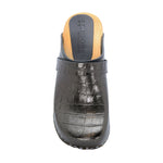 BJORK BJORK Maja Wood Open Back Croco Print Leather Clogs