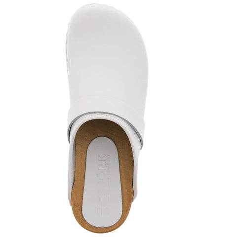 BJORK BJORK Maja White Wood Open Back Leather Clogs