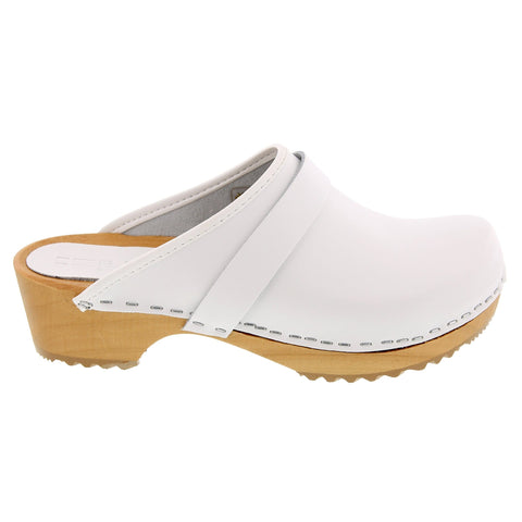 BJORK BJORK Maja White Wood Open Back Leather Clogs