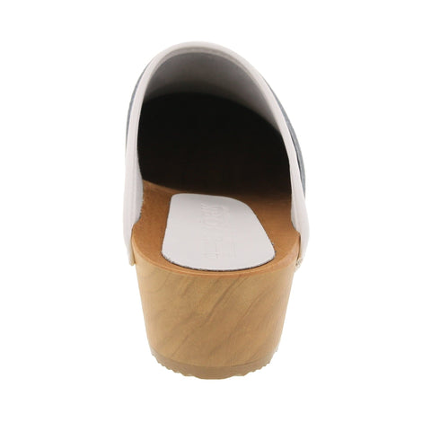 BJORK BJORK Maja White Wood Open Back Leather Clogs