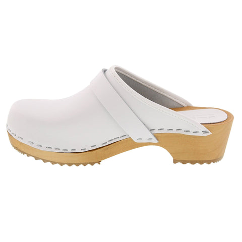 BJORK BJORK Maja White Wood Open Back Leather Clogs