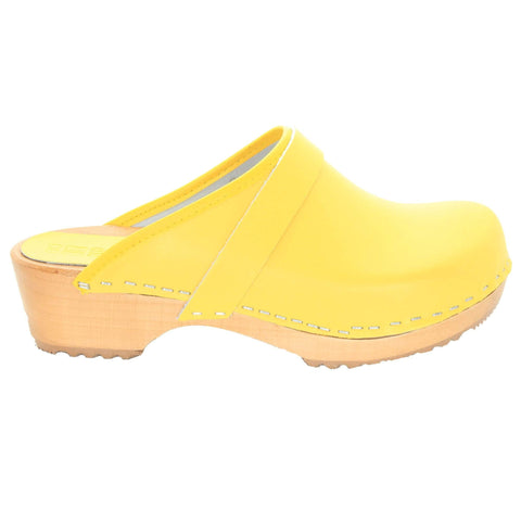 BJORK BJORK Maja White Wood Open Back Leather Clogs