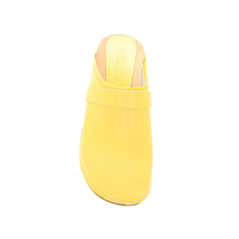 BJORK BJORK Maja Wood Open Back in Yellow Leather Clogs