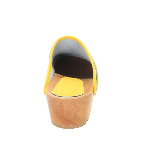 BJORK BJORK Maja White Wood Open Back Leather Clogs