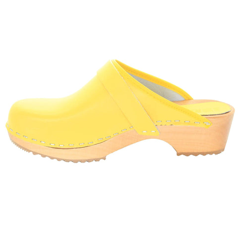 BJORK BJORK Maja Wood Open Back in Yellow Leather Clogs