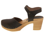 BJORK BJORK MARGARETA Swedish Wood Clog Sandals in Oiled Leather