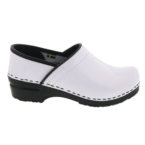 BJORK BJORK PRO ELSA White Patent Leather Clogs