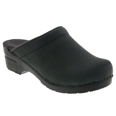 BJORK 750247-2-36 BJORK SARA OPEN BACK Oiled Leather Clogs Black / EU-36