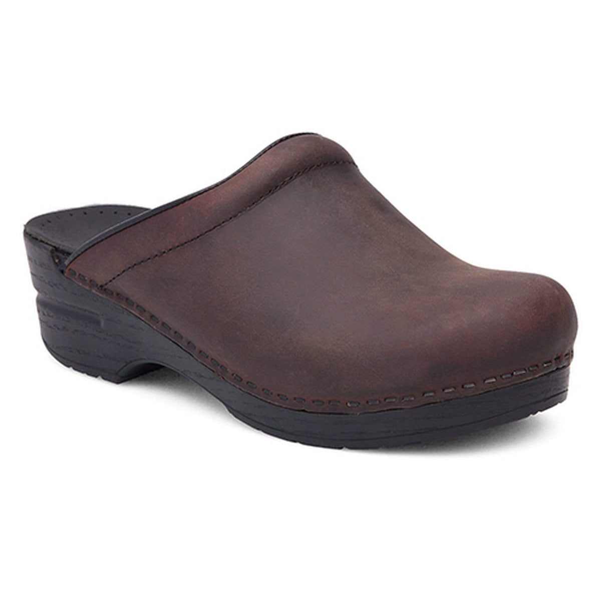 Dansko 247780202-35 DANSKO Sonja Oiled Leather Open Back Clogs Antique Brown / EU-35